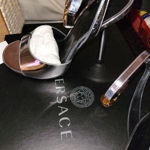 Medusa Patent Leather Stileto Sandal